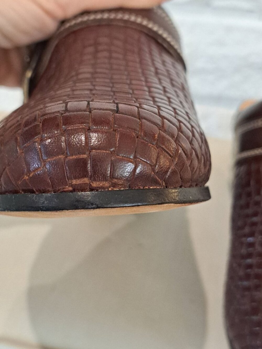 Justin Clogs Brown Leather Woven Mule Shoes Silver Buckle Leather Women 7.5 8 - Picture 9 of 12